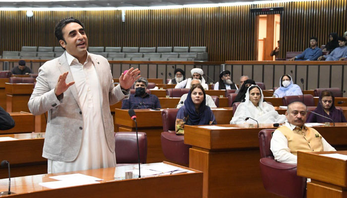PPP Chairman Bilawal speaking in the National Assembly of Pakistan on June 29, 2022. Photo: Twitter