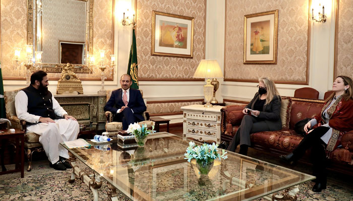 US President Special Representative for Commercial and Business Affairs Dilawar Syed called on Punjab Governor Muhammad Baligh-ur-Rehman in Lahore on July 4, 2022. Photo: Twitter