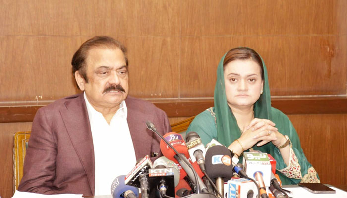 Interior Minister Rana Sanaullah addressing a press conference in Islamabad on July 18, 2022. Photo: PID