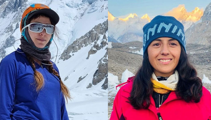 Pakistani female mountaineers Samina Baig (Right) and Naila Kiani. File photo