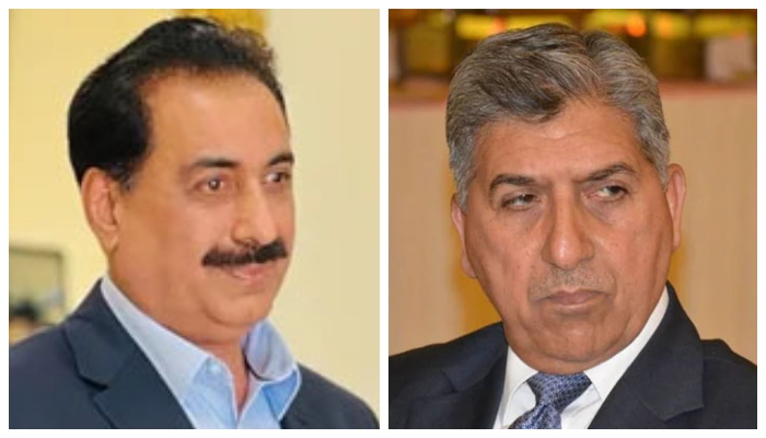 Formrer MPA Santosh Bugti (L) and ex-DG ISI Ahmed Shuja Pasha (R).