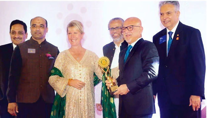 First-ever female Rotary president makes maiden visit to Pakistan, confers ‘services to humanity award’ on Jang Group