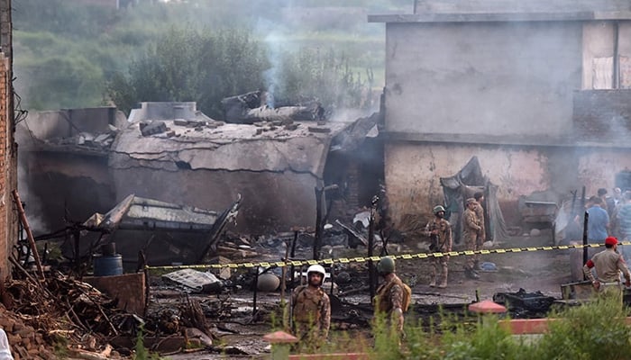 According to an ISPR statement issued on July 30, 2019 rescue teams of the Pakistan Army are present at the crash site. — AFP