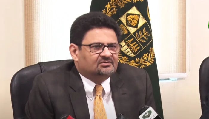 Finance Minister Miftah Ismail addressing a press conference in Islamabad, on May 28, 2022. — YouTube/PTV