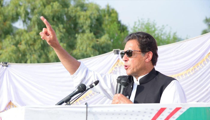 PTI chairman Imran Khan addressing a gathering. —PID