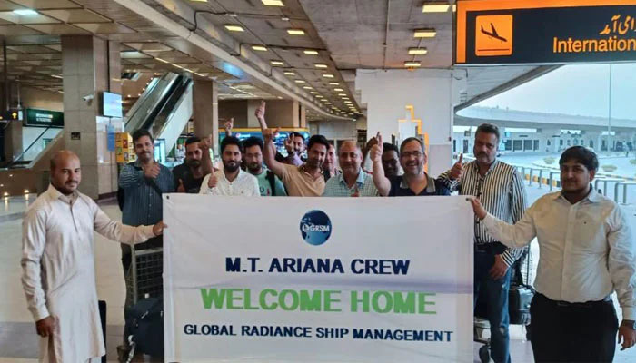 Pakistani crew of ship Ariana. — Reporter