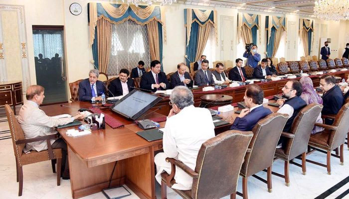 Prime Minister Shehbaz Sharif chairs a meeting on Solar Initiatives. —APP