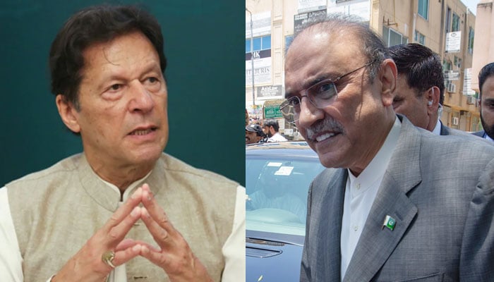 PTI chairman Imran Khan (L) and Co-chairman PPP Asif Ali Zardari. —File