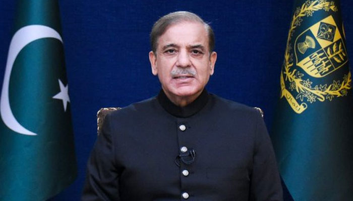 PM Shehbaz addressing the nation on the eve of countrys 75th Independence Day on August 13, 2022.