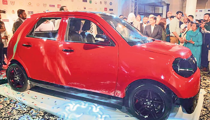 Pakistan’s first electric car prototype, EV NUR-E 75, is ready for testing and regulatory approval. Photo The News