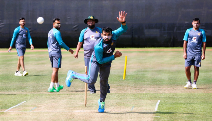 Pakistan players during a training session ahead of the first ODI against the Netherlands. -Courtesy PCB