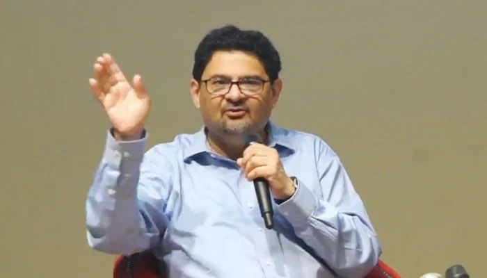 Finance Minister Miftah Ismail speaking during an event at Karachis Institute of Business Administration (IBA), on September 2, 2022. — Facebook/IBA