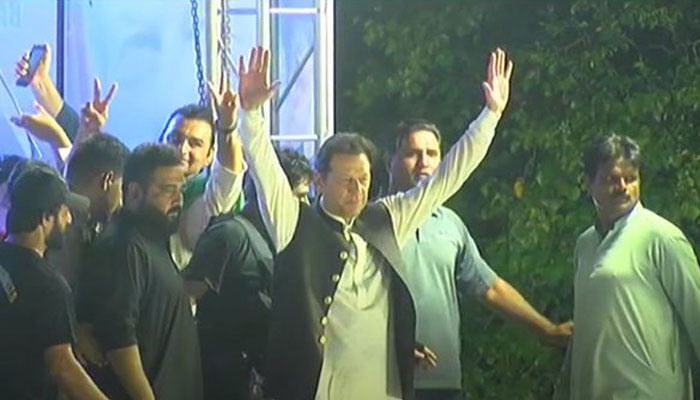 Ex-PM Imran Khan arrives at the venue of Bahawalpur public gathering on September 3, 2022. Twitter