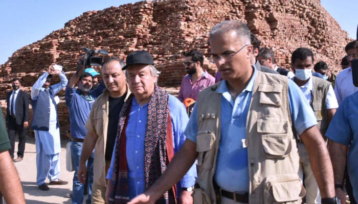 Uni­ted Nations Secretary-General Antonio Guterres visited the archaeological site - Mohen Jo Daro. APP
