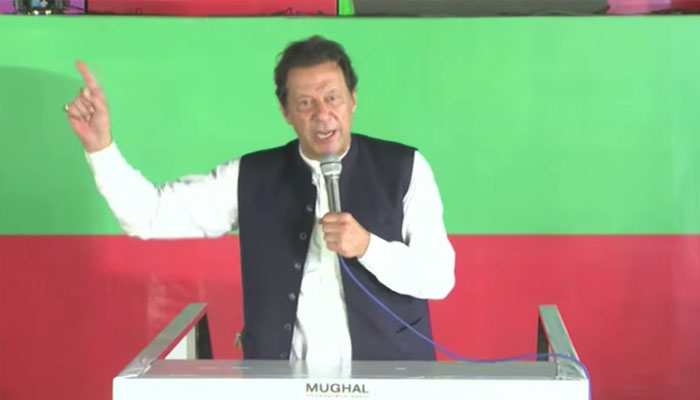 PTI Chairman Imran Khan addressing to a rally in Chakwal.—screen grab