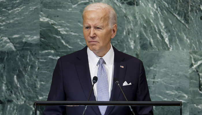 US President Joe Biden speaks during the 77th session of the United Nations General Assembly (UNGA) at U.N. headquarters on September 21, 2022 in New York City. —AFP/Anna Moneymaker