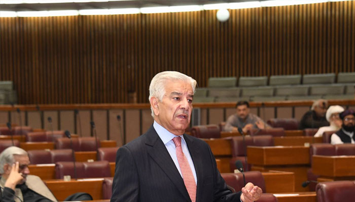 Defence Minister Khawaja Asif. —National Assembly of Pakistan/ Twitter