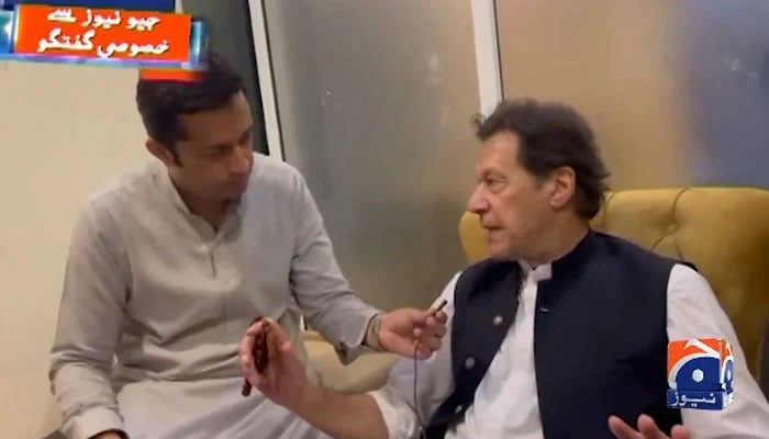 PTI Chairman Imran Khan during interview with Geo. —Screen grab
