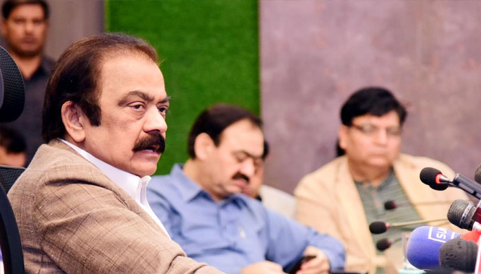 Minister for Interior Rana Sanaullah during press conference. —PID