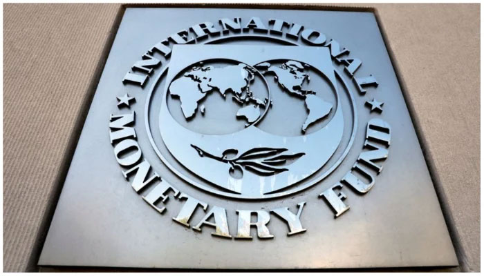 The IMF logo at its headquarters in Wasington D.C.
