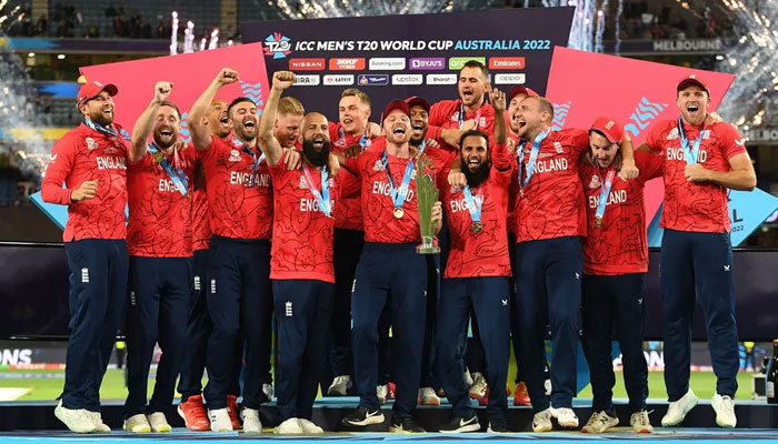 T20 World Cup 2022 Champions England celebrate after lifting the trophy. — ICC