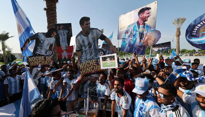 Argentina supporters are seen in Doha, ahead of the Qatar 2022 FIFA World Cup. AFP