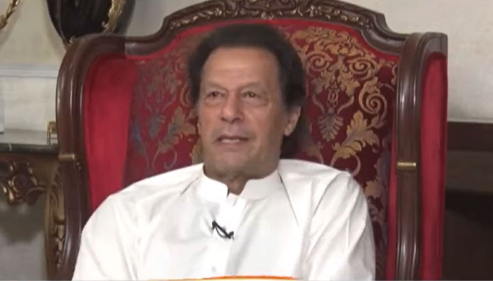 Imran Khan speaking to a local news channel on November 25, 2022. Screengrab of a Twitter video.