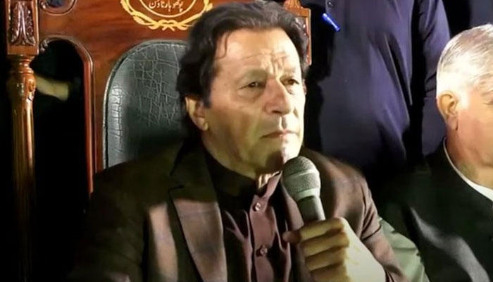 Imran Khan addressing the public rally in Rawalpindi on November 26, 2022. Twitter