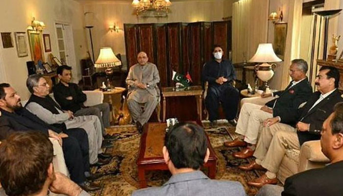 The News file photo of MQM-P leadership meeting with PPP leadership.