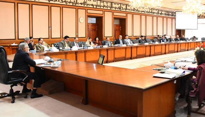 Finance Minister Ishaq Dar presided over a meeting of the Economic Coordination Committee in Islamabad on November 29, 2022. PID