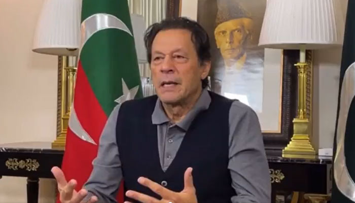 PTI Chairman Imran Khan. Screengrab of a Twitter video.