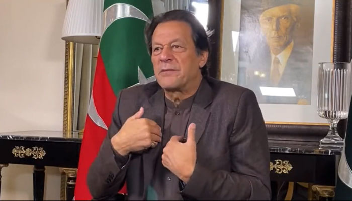 Imran Khan addressed the parliamentary party from the KP assembly on December 3, 2022. Screengrab of a Twitter video