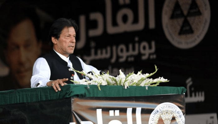 Prime Minister Imran Khan addressing as chief guest the ground breaking ceremony of Al-Qadir University at Sohawa town in Punjab province, Sunday May 05, 2019. — PID/File