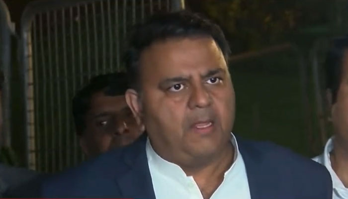 PTI leader Fawad Chaudhry talking to the media in Islamabad on December 5, 2022. Screengrab of Twitter video.