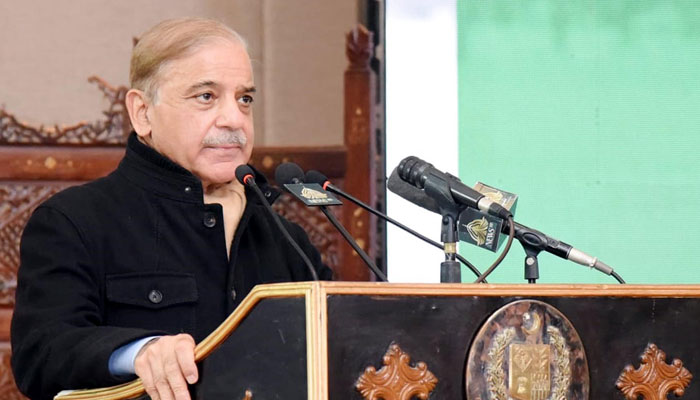PM Shehbaz Sharif photographed addressing a ceremony on December 1, 2022. PID