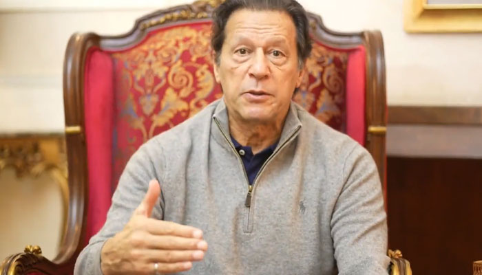 Imran Khan giving his message in connection with International Anti-Corruption Day on December 9, 2022. Screengrab of a Twitter video
