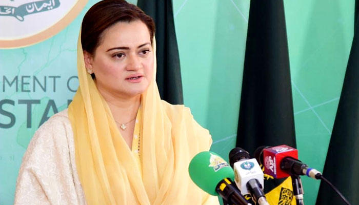 Federal Minister for Information and Broadcasting Marriyum Aurangzeb addressing a press conference in Islamabad on December 10, 2022. PID
