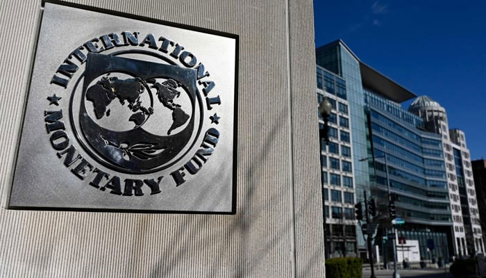 This file photo taken on January 26, 2022, shows the seal for the International Monetary Fund (IMF) in Washington, DC. — AFP