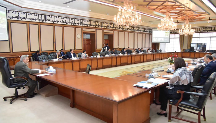 Finance Minister Ishaq Dar presiding over the Economic Coordination Committee (ECC) of the Cabinet on Thursday on December 15, 2022. PID