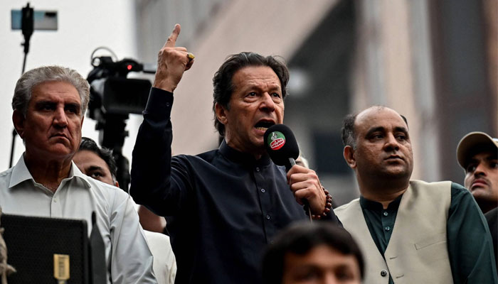 PTI Chairman Imran Khan takes part in an anti-government march in the city of Gujranwala. — AFP/File