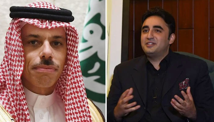 Saudi FM Prince Faisal bin Farhan Al Saud (Left) and FM Bilawal. The News/File