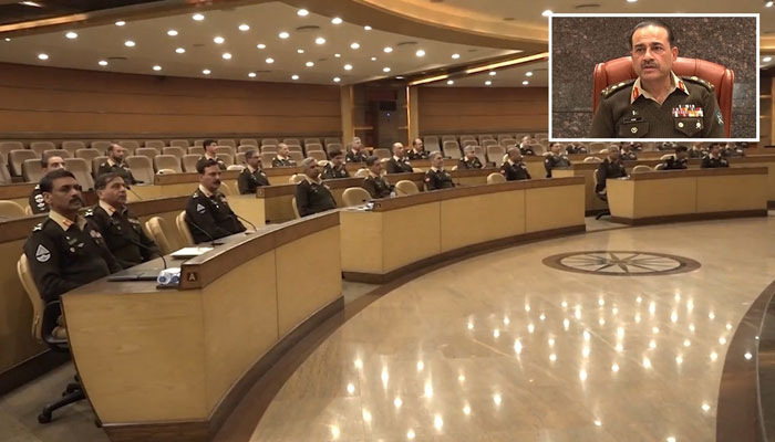 Army Chief Gen Asim Munir addressing the Corps Commanders Conference on December 28, 2022. ISPR