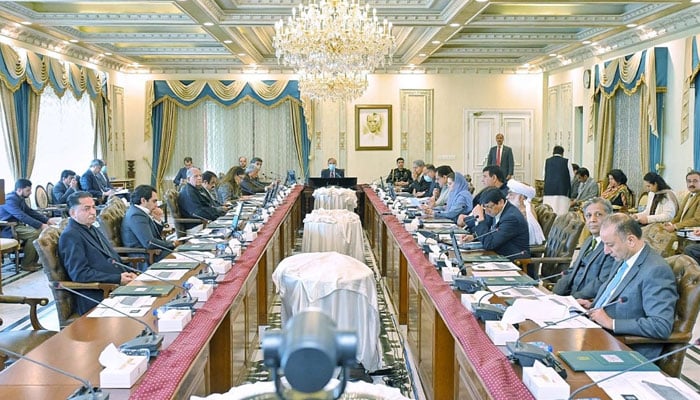 PM Shehbaz presiding over the federal cabinet meeting on December 28, 2022. PID