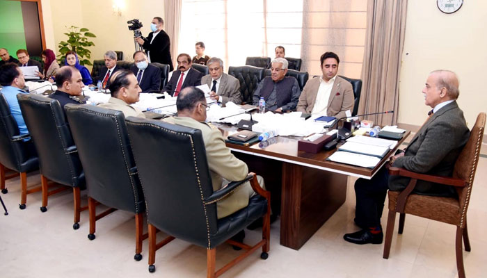 PM Shehbaz chairing the National Security Committee meeting in islamabad on December 30, 2022. PID