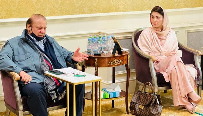 PML-N supremo Nawaz Sharif and his daughter Maryam Nawaz. Twitter.