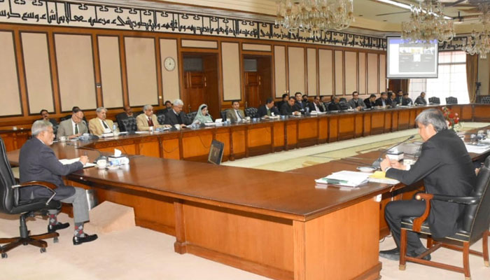 Finance Minister Ishaq Dar chairs a Executive Committee of the National Economic Council (Ecnec) in Islamabad on January 4, 2023. PID