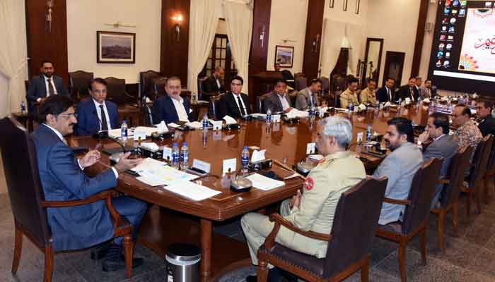 Chief Minister Syed Murad Ali Shah chairs the 28th meeting of the Apex Committee. -—