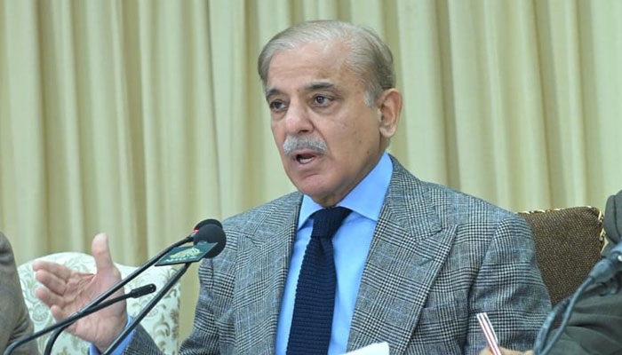 PM Shehbaz addressing a press conference in Islamabad on January 11, 2023. PID