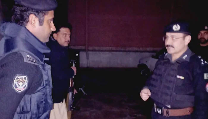 Police officials present at Sarband police post after terrorists attacked. Photo provided by the reporter