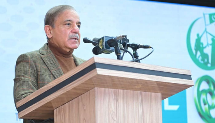 Prime Minister Shehbaz Sharif speaking at the launch of Youth Business and Agricultural Loan Scheme in Islamabad on January 24, 2023. PID